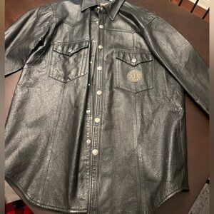 Harley Davidson Mens leather Collar Shirt Jacket Size large